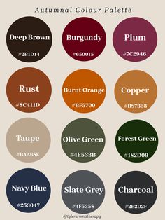 Autumnal colour palette Autumnal Colour Palette Interior, Colours Of Autumn, Dark Autumn Color Season Outfits, Deep Autumn Colours, Autumn Colors 2024, Autumn Season Palette, Burgundy Color Palette Outfit, Decorating Color Palettes, Deep Autumn Colour Combinations