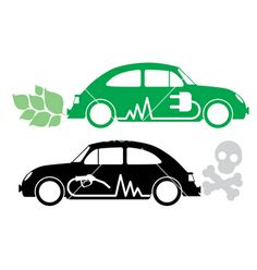 an image of two cars with green leaves on top and skull in the bottom side