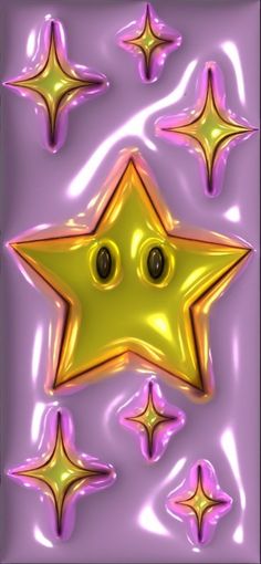 an image of a yellow star surrounded by other shiny stars in the air and on top of each other