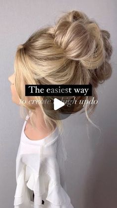 Jessica Gillette • Bridal Hair Education + Hair Tutorials on Instagram: "Looking for an easy way to create high updo styles effortlessly? You’re in luck! Here’s the easiest way I found to create this trendy look. Step 1: Create Two Top Ponytails Start by sectioning off the top half of your hair and create two ponytails using nylon hair ties. Opting for nylon hair ties instead of elastics adds more projection, resulting in added volume. Step 2: Secure the Lower Ponytail Now, take the remaining lower half of your hair and create a single ponytail. Try to secure it as close to the top two ponytails as possible. Step 3: Twist It Up! Time to add some stylish twists to your updo. Begin by twisting each of the ponytails separately. This will add texture and create the illusion of curled h Easy Updo Hairstyles Tutorials, High Updo Wedding, Bridesmaid Hair Inspo, High Updo, Updo Hairstyles Tutorials, Hair Education, Two Ponytails, Wedding Hairstyles Tutorial, Long Hair Tutorial