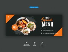 a black and orange restaurant web page design