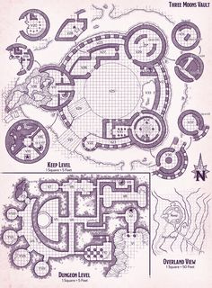 a drawing of a plan for a castle with several different levels and sections to each level