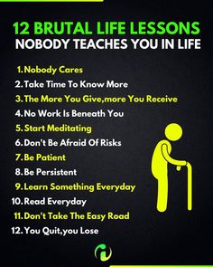 a poster with the words 12 ritual life lessons nobody teaches you in life