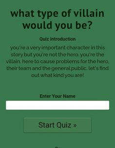 the quiz game is being used to help students understand what type of villain would you be?