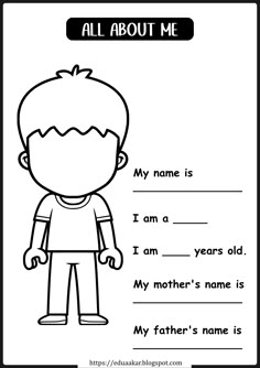 Myself Worksheet Worksheets For Ukg Evs, All About Me Worksheets For Kindergarten, My Self For Kindergarten, My Self Worksheets For Kindergarten, Myself Worksheets For Kindergarten, My School Worksheets For Kindergarten, Welcoming Activities For Preschool, About Me Worksheets For Preschool, All About Me Worksheet Kindergarten