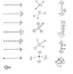 various arrows and lines drawn in black ink on white paper, each with an arrow