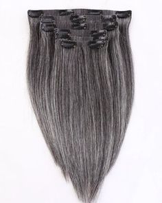 Embrace your salt and pepper and gray gracefully with our new Salt & Pepper Clip-In Extensions. Benefits of seamless clip ins: Lighter, softer PU weft. Strong but pliable, no shedding. Super flat and invisible. No bump, no embarrassment. 2 sets for a full head. Each set includes 7 wefts. Weight 120 gram per set. -One x 8" wide with 4 clips - Two x 6" wide with 3 clips - Two x 4.2" wide with 2 clips - Two x 1.4" wide with 1 clips The seamless clip-in hair extensions is also called invisible clip- Clip In Extensions, Clip In Hair Extensions, Clip Ins, Salt And Pepper, Hair Extensions, Stuffed Peppers, Hair