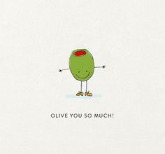 an image of a cartoon character with the words olive you so much