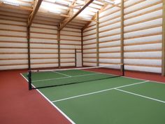 a tennis court with a net in the middle