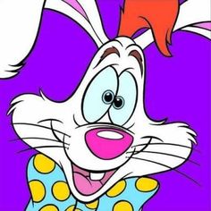 an image of a cartoon rabbit with polka dots on it's chest and ears