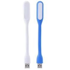 a blue and white usb stick sitting next to each other