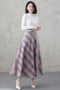 Pink Long Wool Plaid Skirt Long Wool Skirt with Pockets Pink - Etsy 日本 Winter Fitted Lined Maxi Skirt, Long Pink Skirt For Fall, Pink Long Skirt For Fall, Elegant Fitted Plaid Skirt, Wool Long Skirt For Spring, Long Wool Skirt For Spring, Fitted Full Maxi Skirt For Winter, Elegant Plaid Winter Skirt, Fitted Wool Full Maxi Skirt