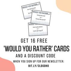 an advertisement for a card game with the text, get 16 free would you rather?