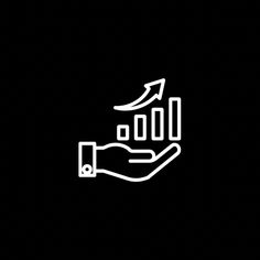 a hand holding an upward graph on a black background