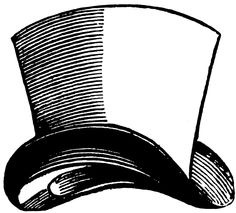 a top hat is shown in this black and white drawing, vintage line drawing or engraving illustration