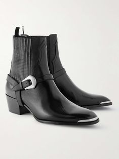 CELINE HOMME Buckled Lizard-Effect Leather Chelsea Boots for Men Harry Styles Chelsea Boots, Chelsea Boots Men Outfit, Chelsea Boots For Men, Boots Men Outfit, Boots Outfit Men, Cowboy Shoes, Mens Dress Boots, Harness Boots, Chelsea Boots Men