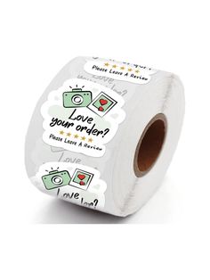 a roll of toilet paper with stickers on the front and back of it that says love your mother?