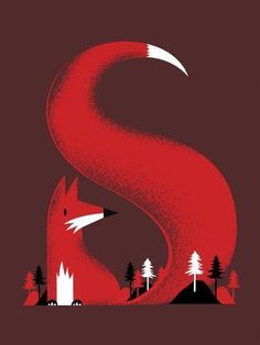 the letter s is made up of an image of a red fox and some trees