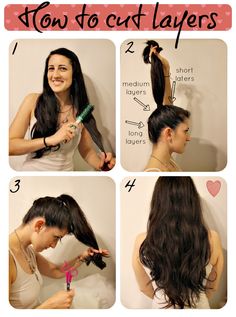 //It works - how to cut your hair on layers #long hair Ponytail Haircut, Haircut Layers, Cut Own Hair, Cut Long Hair, Perfect Ponytail, Makeup Tip, How To Cut Your Own Hair, Diy Haircut, Cut My Hair