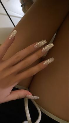 Nails acrylics glitter Paznokcie Hello Kitty, Milky Nails, Sparkle Nails, Sparkly Nails, Fire Nails, Chic Nails, Long Acrylic Nails, Cute Acrylic Nails