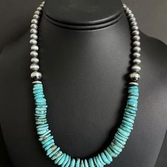 Sterling Silver Turquoise W Pearls Bead Necklace. 18 Inch Best Offers Accepted! Luxury Traditional Beaded Necklace In Sterling Silver, Cheap Large Beaded Blue Turquoise Necklace, Turquoise Beaded Rondelle Necklaces, Southwestern Necklace, Coral Beads Necklace, Chunky Necklaces, Jewelry Turquoise, Bead Necklaces, Turquoise Bead Necklaces