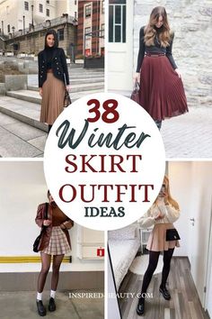 Leggings And Skirt Outfit Winter, Style Skirts In Winter, Winter Skirt Outfits Women, Cold Skirt Outfit, Winter Outfits Skirt Long, Sweater Skirt Outfit Winter, Winter Skirt Outfit Cold Weather, Cute Winter Skirt Outfits, Wool Skirt Outfit Winter