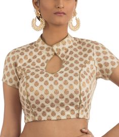 Khaddi Brocade Designer Blouse - BL3204 | Indian Silk House Agencies Saree Jacket Designs, Neck Patterns, Blouse Designs High Neck, New Blouse Designs