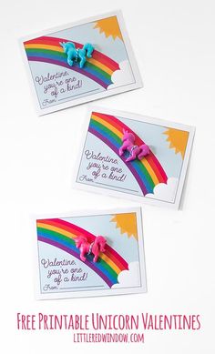 three valentine's day cards with pink poodles on them and the text free printable unicorn valentine card