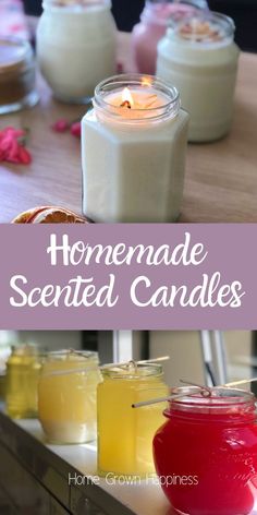 homemade scented candles with text overlay that reads homemade scented candles