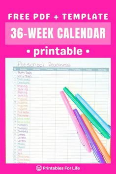 the free printable planner with three pens and two pencils