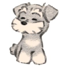 a drawing of a small dog sitting down