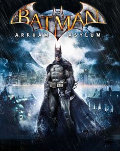 batman arkham asylum on the cover of a video game, with an image of