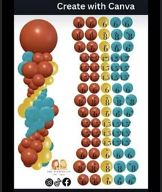 an image of balloons and numbers on a cell phone with the words create with canva