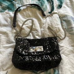 Perfect For A Night Out Never Used Trendy Shoulder Evening Bag For Night Out, Glamorous Sequined Shoulder Bag For Night Out, Glamorous Sequin Bag For Night Out, Party Shoulder Bag, Sequin Bags For Night Out And Party Season, Chic Sequins Shoulder Bag For Night Out, Chic Sequined Shoulder Bag For Party, Glamorous Crossbody Bag For Party, Glamorous Party Crossbody Bag