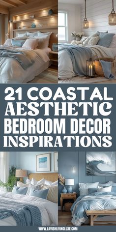 coastal bedroom Coastal Aesthetic Bedroom, Beach House Bedroom Decor, Boho Coastal Bedroom, Bedroom Decor Inspirations, Earthly Tones, Beach Themed Bedroom, Beach House Bedroom, Coastal Bedroom Decorating, Aesthetic Bedroom Decor