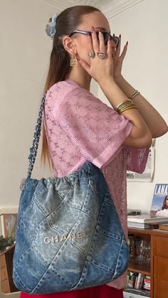 Modern Vintage Fashion, Fancy Bags, Fashion Styling, Denim Bag, Looks Vintage, Fashion Killa, Girly Girl, Vintage Dress, Out Of Style