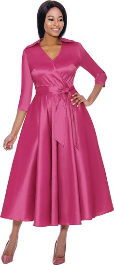 Terramina 7869 fuchsia dress Denim Maxi Dress, Sash Belts, Sash Belt, Bell Sleeve Dress, Orange Pink, African Print, Midnight Blue, Kiwi, Pink Purple