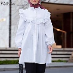 ZANZEA 2022 Muslim Women Blouse Long Sleeve Casual Tight Fit Dress, Dresses 2022 Summer, Tight Fitted Dresses, Dark Academia Fashion, Academia Fashion, Bohemian Blouses, Bohemian Women, Stylish Party Dresses, Blouse Long Sleeve