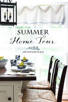 the cover of summer home tour is shown in black and white, with yellow accents