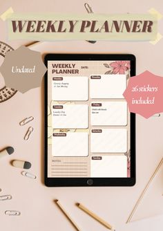 the weekly planner is displayed on an ipad