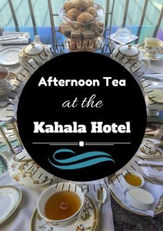 afternoon tea at the kahla hotel in london, england with text overlay reading afternoon tea at the kahla hotel