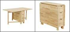 two wooden furniture pieces, one with drawers and the other without doors on both sides