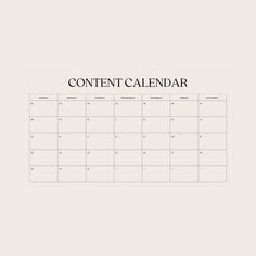 a calendar with the word content calendar on it's front page, in black and white