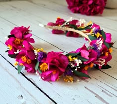 a flower crown is laying on the floor