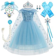 Frozen Fairytale Princess Elsa Flower Girl Dress Theme Party Costume Tulle Dresses Girls' Movie Cosplay Halloween Blue With Accessories Dress Carnival Masquerade Cotton World Book Day Costumes 2024 - $37.99 Elsa Christmas Dress, Blue Princess Fairy Dress For Dress-up, Princess Dresses Kids Elsa, Elsa Dresses, Theme Party Costume, Elsa Blue Dress Frozen 1, Carnival Masquerade, Fairy Dress Kids Blue, Movie Cosplay