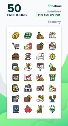 the 50 free icons are displayed in this screenshote screen shot, which shows different types