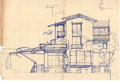 a blueprint drawing of a house on top of a piece of paper