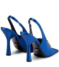 Slingback Sandals, Blue Sandals, Shoe Obsession, Slingback Sandal, High Heel Sandals, Sling Backs, Open Toe, Versace, Sneaker Boots