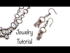 a pair of earrings is shown with the words jewelry tutorial written in black and white