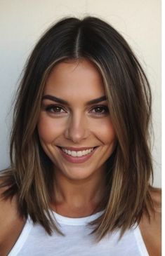 Shoulder Length For Round Faces, Mid 30s Haircuts Women, Hair By Face Shape, Dark Brown Hair Long Bob, Long Bob Women, Bob Haircut With Long Layers, Long Bob With Layers And Face Framing, Haircuts For Low Maintenance, Long Bob Hair Style